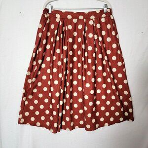 Jade By Jane Womens Pleated Skirt Sz 2X Knee Length Rust & Cream Vintage USA